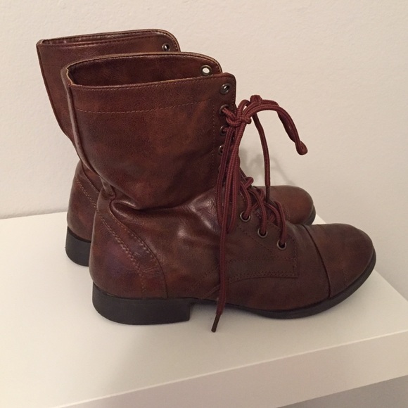 Brown leather boots
