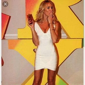 White Form-fitting Bandage Mini Dress.