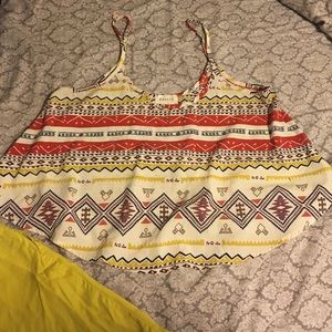 Cute Aztec print chiffon crop top