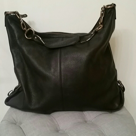Black leather J.crew hobo style purse - Picture 2 of 8