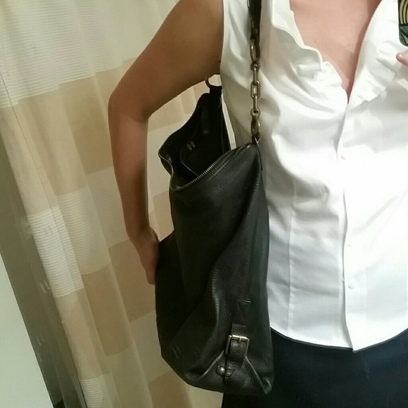 Black leather J.crew hobo style purse - Picture 5 of 8