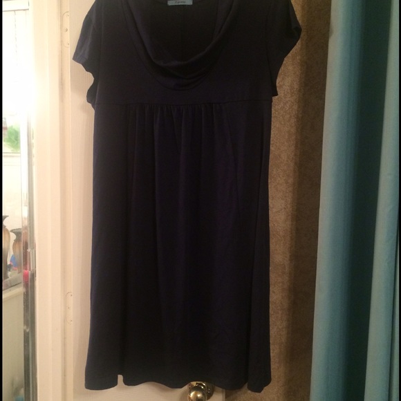 Navy cowl neck dress
