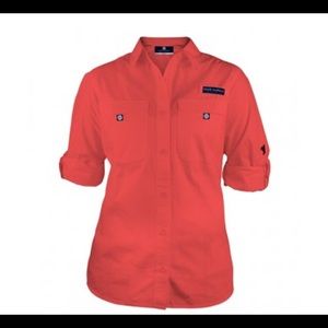 Bright coral fishing top