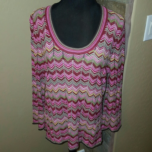 Sigrid Olsen multi color Chevron Blouse