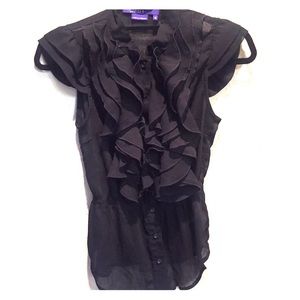 Black ruffled blouse