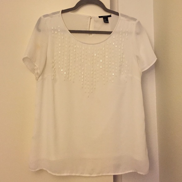 Adorable white forever 21 blouse beaded