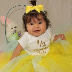 Half (1/2) Birthday Babe Girls onesie