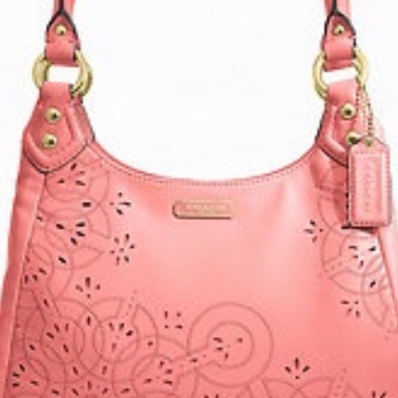 Coach Ashley tossed laser cut lace leather hobo