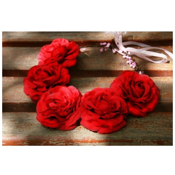 Festival Flower Red Rose Head Band