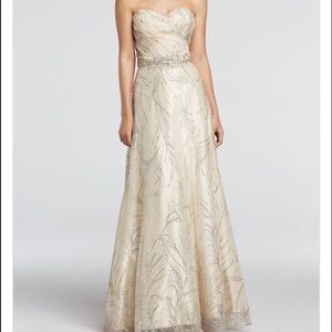 Glitter Tulle Prom Dress with Crystal Beaded Waist