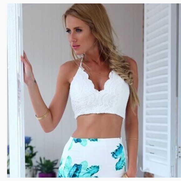 White Lace Crop Top