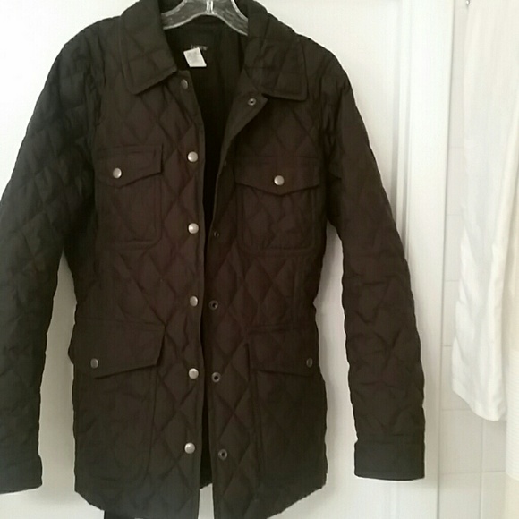J.Crew black belted quilted coat - Picture 2 of 5
