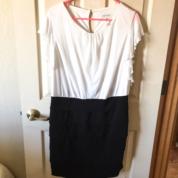 Plus size business casual dress with pleated skirt