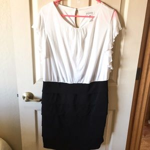Plus size business casual dress with pleated skirt