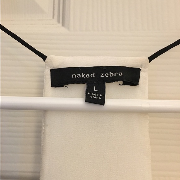 ✖️SOLD✖️ Naked Zebra Sheer Racerback White Top - Picture 2 of 3