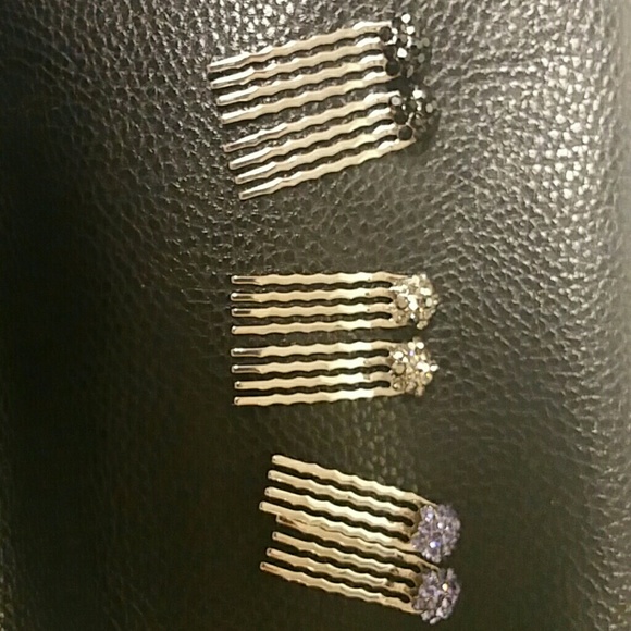Set of 3 swarovski crystal hair pins