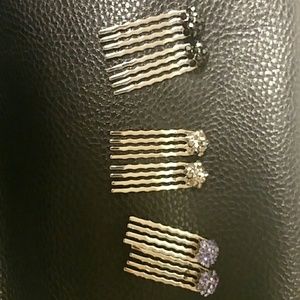 Set of 3 swarovski crystal hair pins