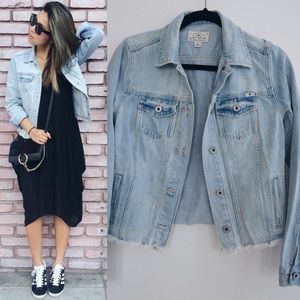 lucky brand frayed hem denim jacket
