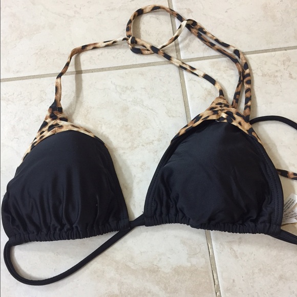 Vix black with leopard print accent size large top