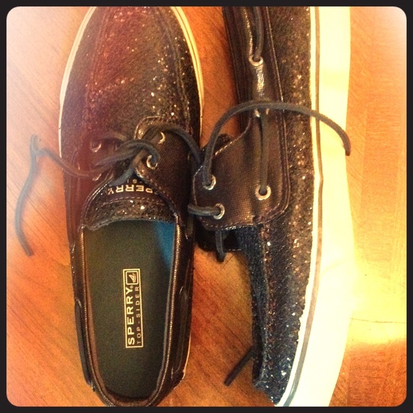 Black SPERRY Sequin Top Siders