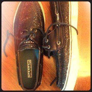 Black SPERRY Sequin Top Siders
