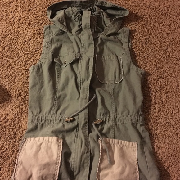 Navy Green Hooded Vest