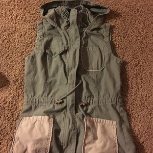 Navy Green Hooded Vest