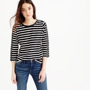 J Crew striped T shirt with back zippers, XS