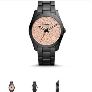 Black and rose gold fossil watch