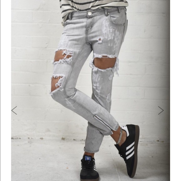 One Teaspoon Denim - NWT One Teaspoon Ice Gray Trashed Freebirds