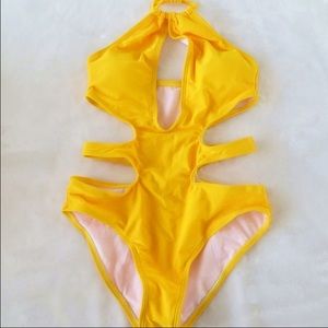 Hot Caribbean Yellow Cut Out Monokini NWOT