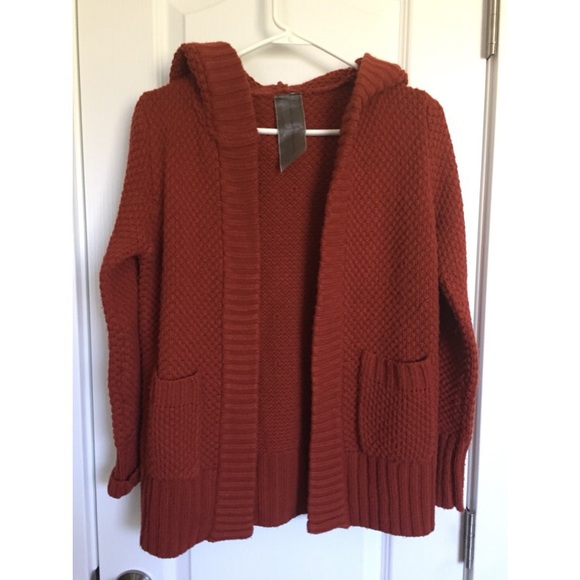 Burnt orange hooded cardigan