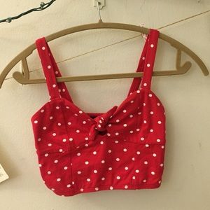 red and white polka dot crop top