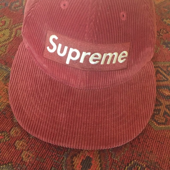authentic red supreme cordoruoy hat