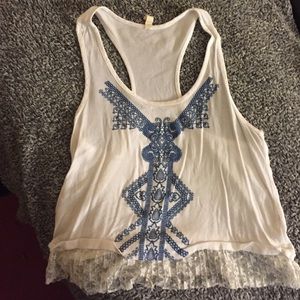 Blue tribal print tank top