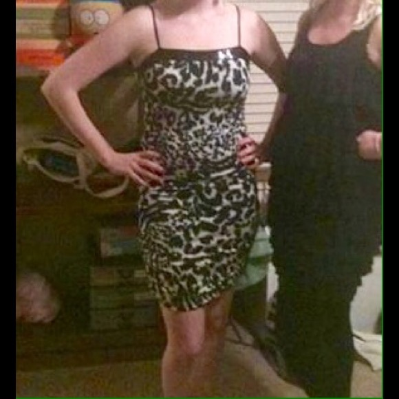 Leopard Print Sequined Body Con Dress