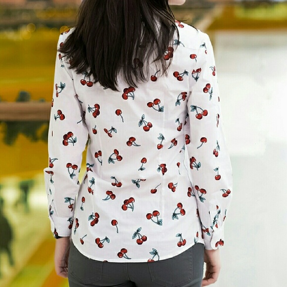   Cherry Long Sleeve Button Up Blouse  - Picture 3 of 4