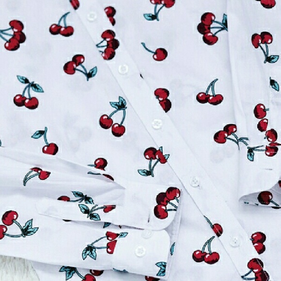   Cherry Long Sleeve Button Up Blouse  - Picture 4 of 4