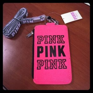 Victoria's Secret pink card holder lanyard