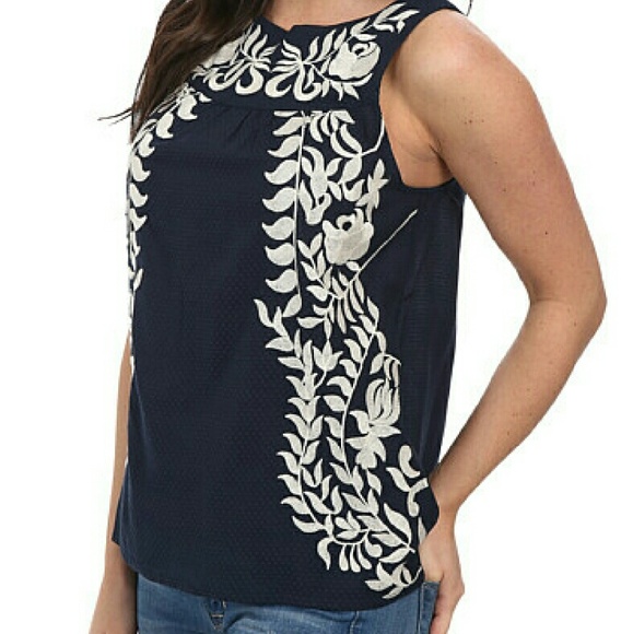 Lucky Brand Embroidered Shell