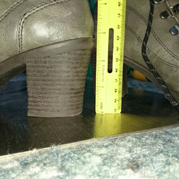 Olive Chunky Heel Boots - Picture 4 of 4