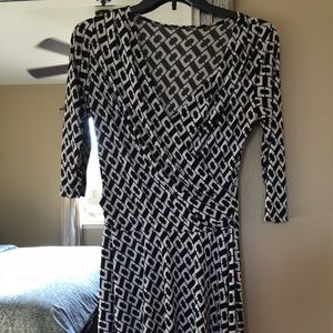 Faux wrap Dress. Black and white dress.