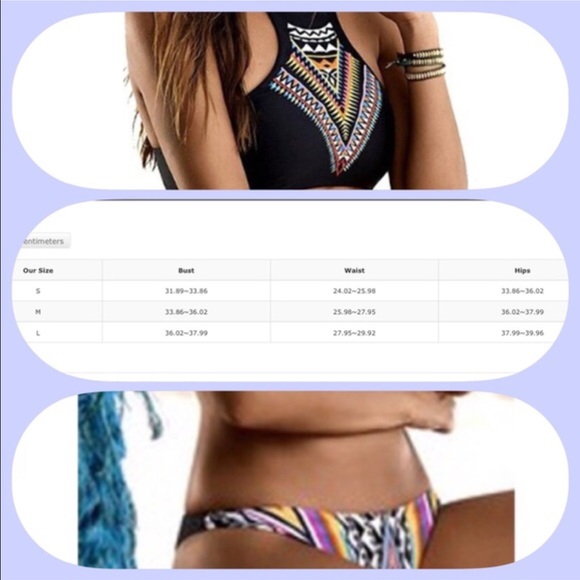 NWT Stunning  Black Tribal Aztec Halter Bikini - Picture 2 of 4