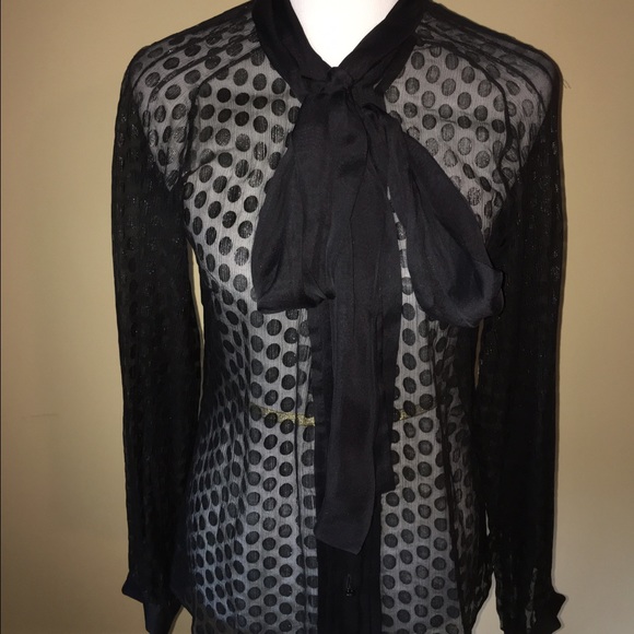Dolce & Gabbana Black Sheer Long Sleeve Tie sz 12