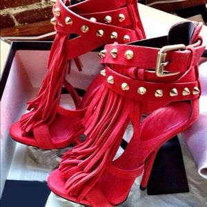 Red Fringe high heels