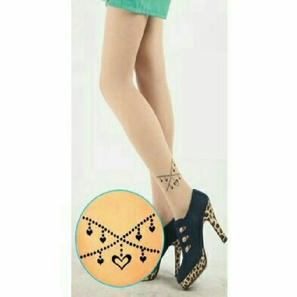 5 / $10-Hearts anklets tattoo printed tights