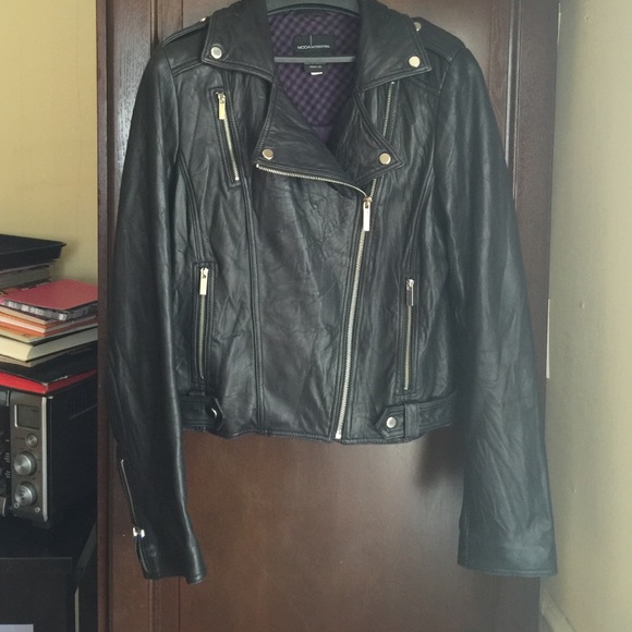 Cropped buttery leather motorcycle jacket
