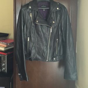 Cropped buttery leather motorcycle jacket