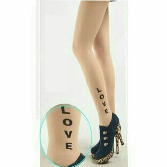 5 / $10 - Love tattoo printed tights stocking
