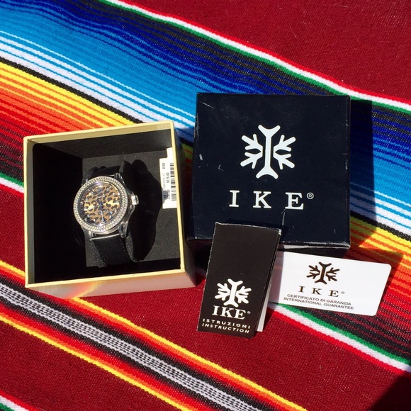 IKE Watch leopard face crystal leather strap $175! - Picture 2 of 7